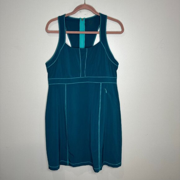 Title Nine Nimblene Dress Size 14 Blue Racerback Sleeveless Outdoor Travel UPF - Picture 1 of 9